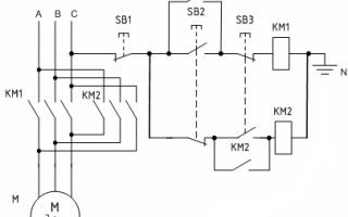 Реверсивная схема управления асинхронным двигателем