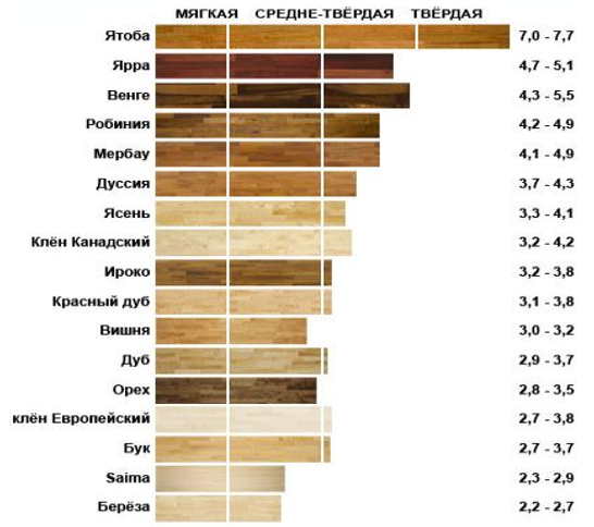 Плотность пород древесины: таблица, метод определения