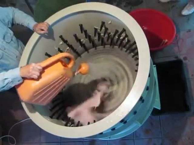 Перосъемная машина из стиральной машины фея