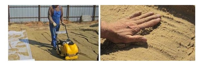Проверка уплотнения песка плотномером