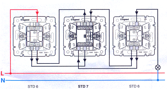 Обозначение перекрестного выключателя на схеме