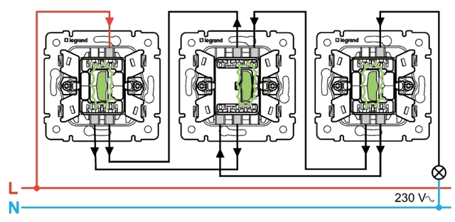Схема подключения двойного выключателя legrand