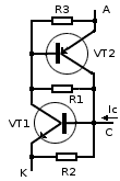 Аналог тиристора на транзисторах схемы