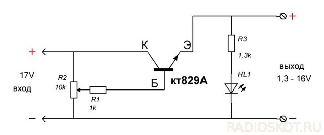 Регулятор напряжения на двух транзисторах
