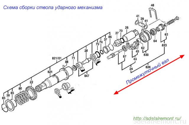 Схема деталировки дрели бош 2 22