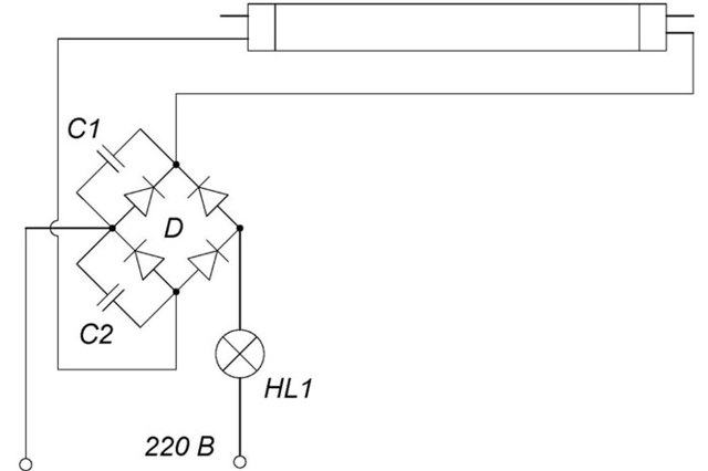 Схема подключения люминесцентных ламп без стартера