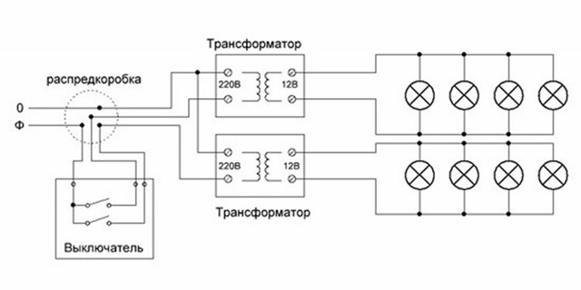 Схема подключения трансформатора тока 12 вольт
