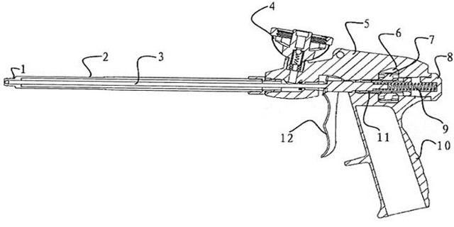 Устройство пистолета для монтажной пены схема