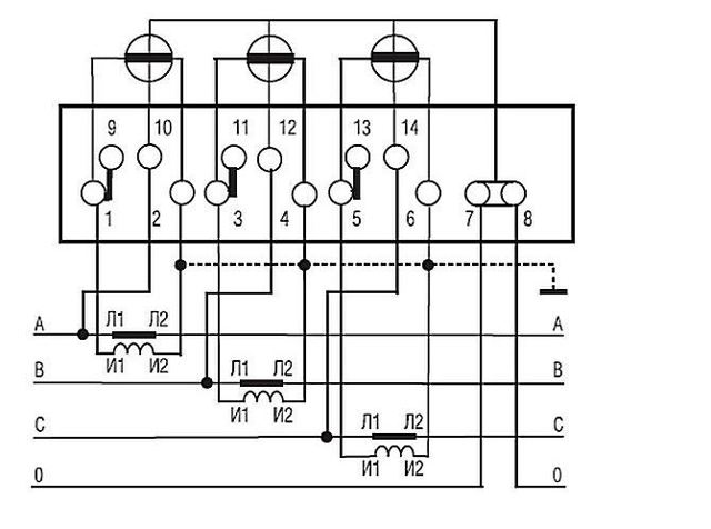 Схема подключения счетчика меркурий через трансформаторы тока